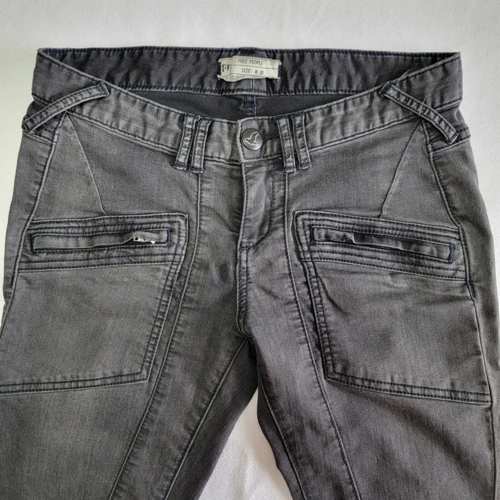 Free People Utility Moto Pants Black Women's W28 Edgy Gorpcore Streetwear Urban
